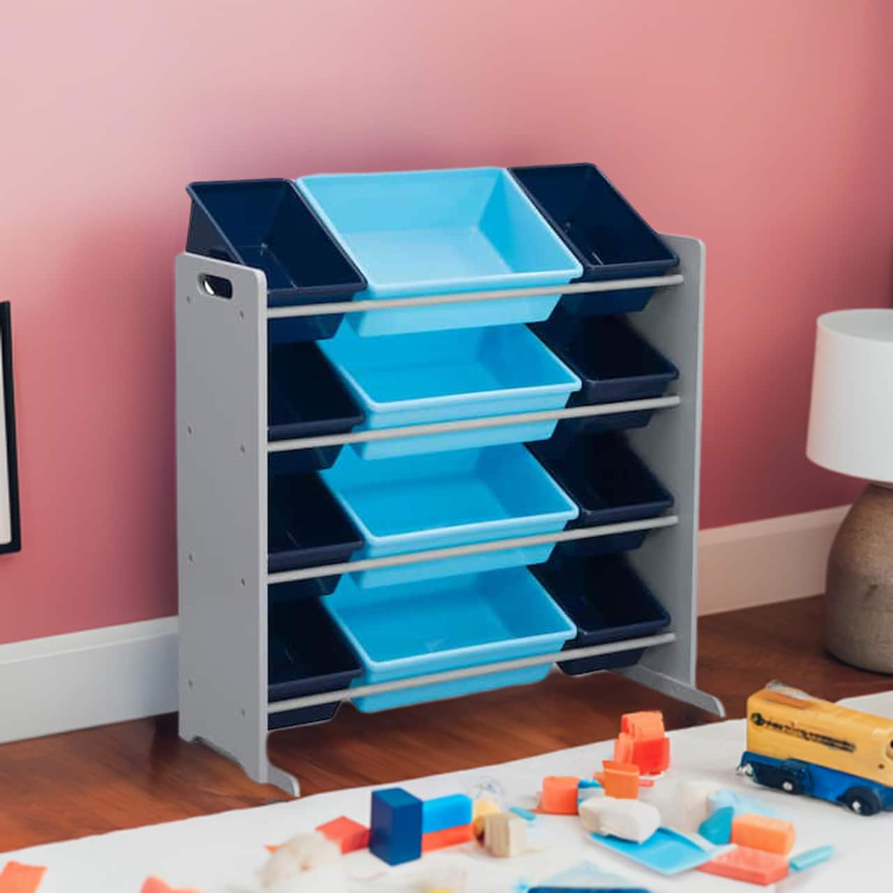 Kids Storage Organizer With 12 Plastic Bins